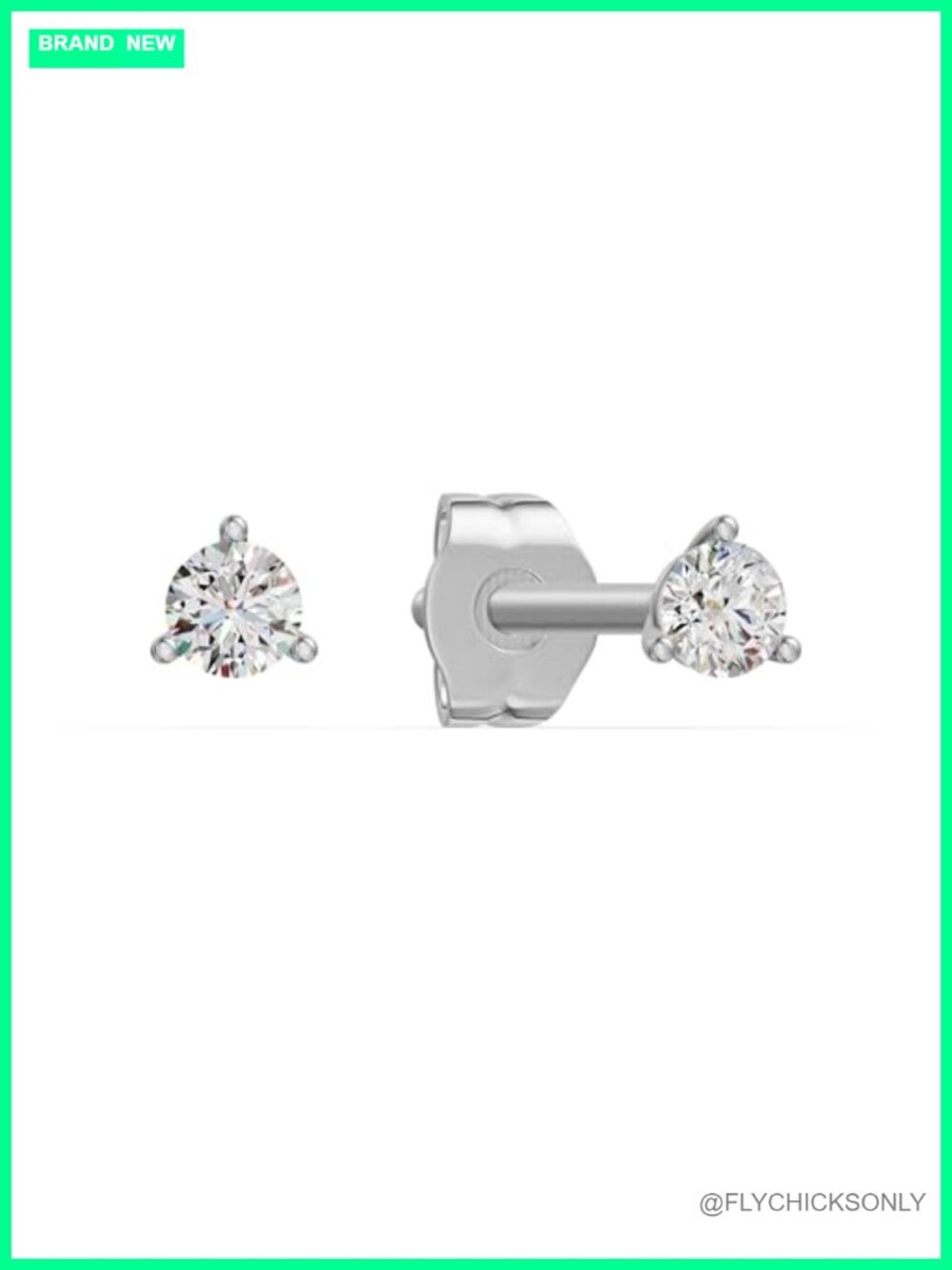 Martini Diamond Stud Earrings 24K Gold Vermeil Rhodium Sterling Silver